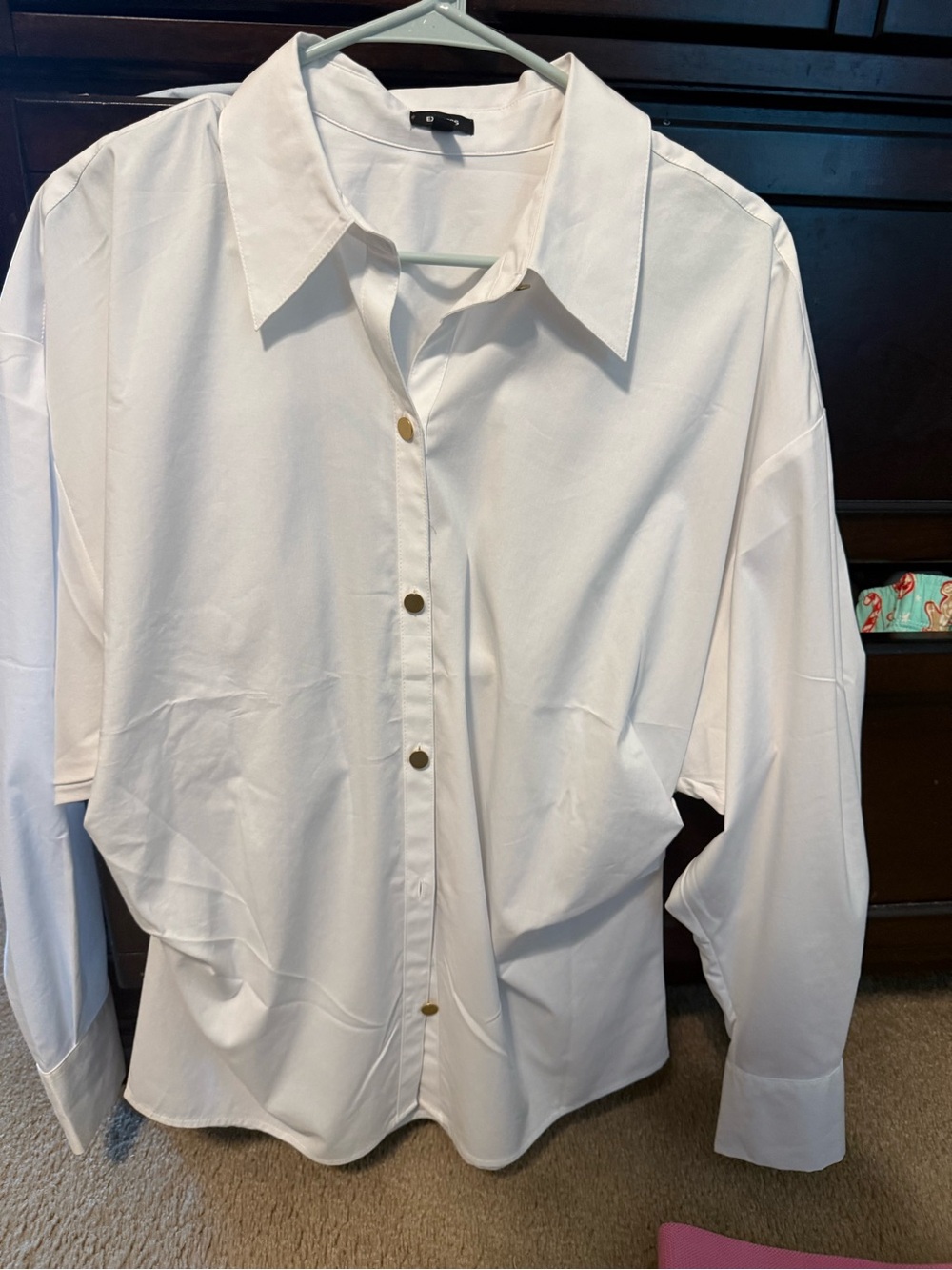 Express White Button-Up Blouse with Gold Buttons